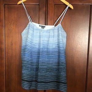 Vince Silk Ombre Stripe Spaghetti Scoop Neck Cami Top Blue Size M